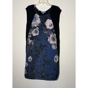 Womens Dress L Black‎ Floral Jersey Knit Knee Length Sleeveless Simply Vera Wang